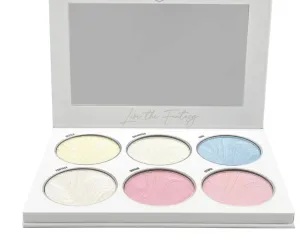 Fantasy Glow 6-Color Highlighter Palette, Iridescent Shimmer Collection, Pink and Pearl Shades