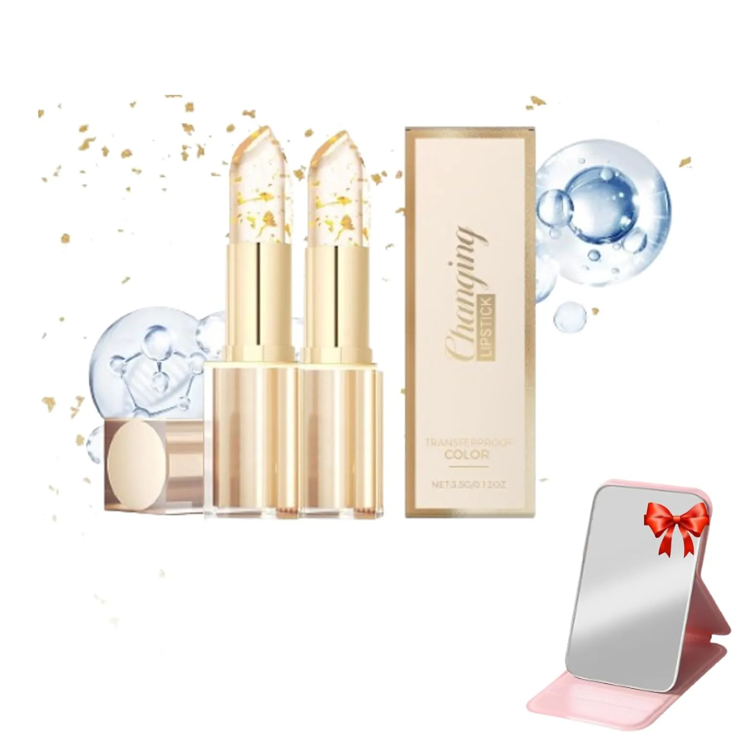 Filgaentrme Lipstick, Color Changing Lipstick, Clear Lips tick That Changes Color, Long Lasting 24 Hours Moisturizing Glossy Shine Lip Gloss (2pcs)