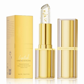 Filgaentrme Lipstick, Transferproof Color-Changing Lipstick, Gold Crystal Lipsticks Color Changing, Long Lasting, Hydrating Lip Tint Natural Non-Fading Lip Stick for Women (1 pcs)