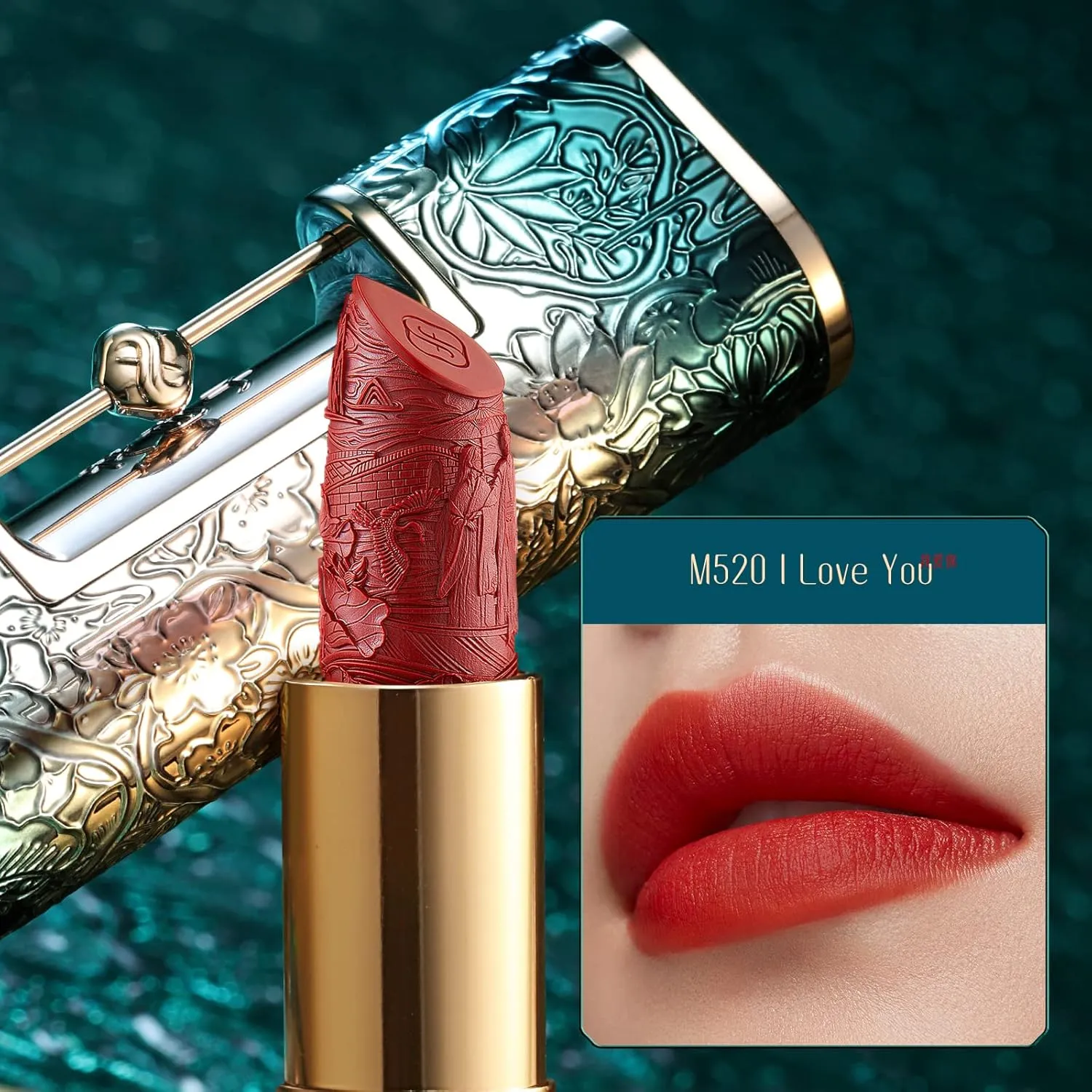 FLORASIS Blooming Rouge Love Lock Lipstick Long-Lasting Sculpting Lipstick Misty Matte Finish Lightweight Nourishing for Everyday Use (M520 I Love You)