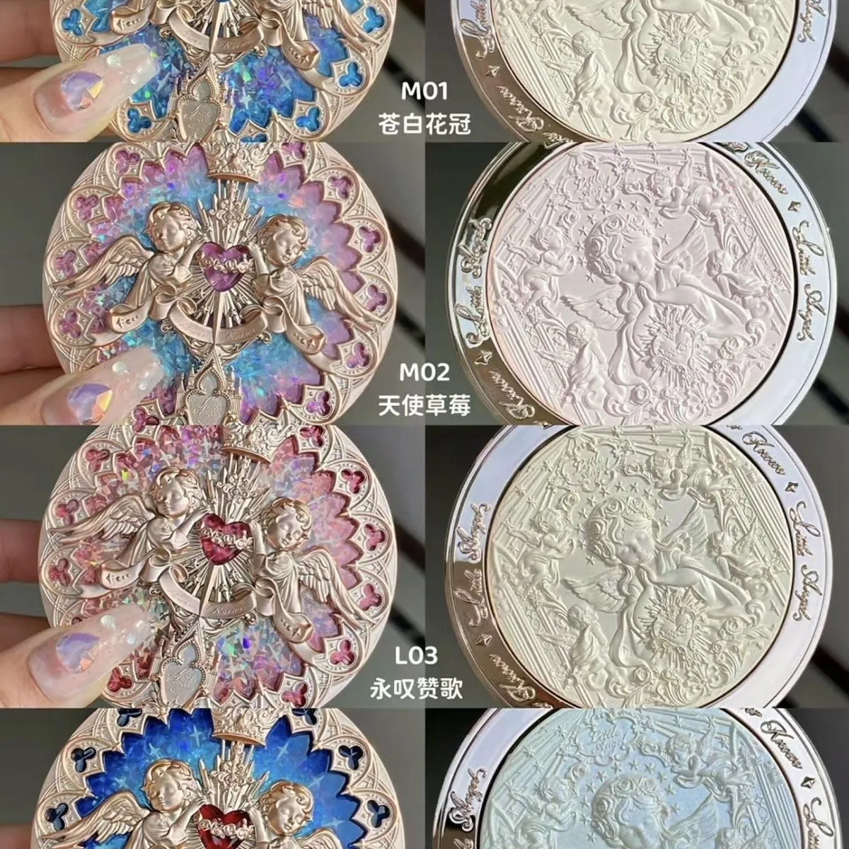 Flower Knows Little Angel Collection Relief Highlight Face Powder iluminador Makeup Contour Highlighter Palette (C03, K)