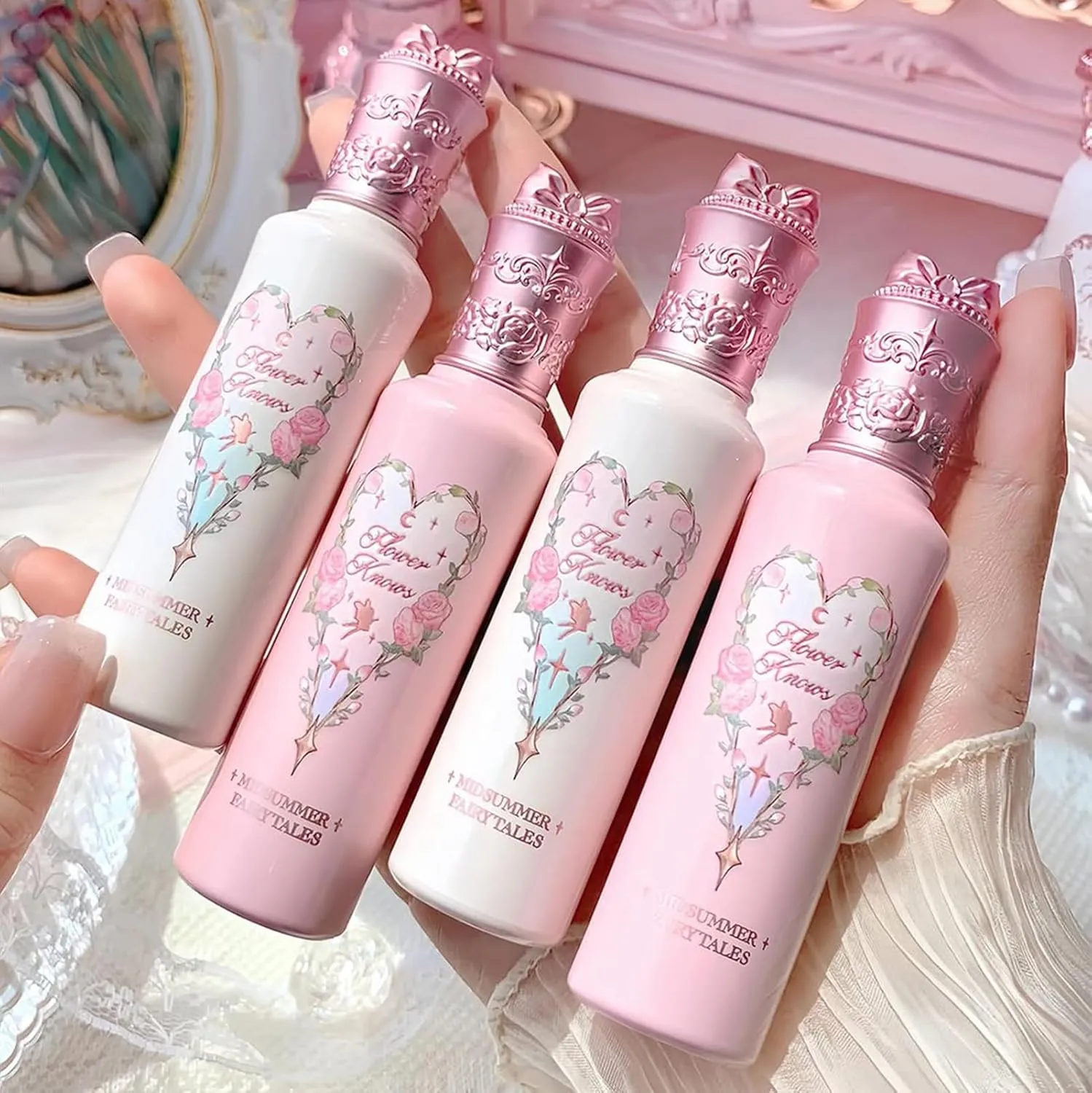 Flower Knows Midsummer Fairytales Liquid Highlighter,Shimmering Face & Body Illuminator,Glow Finish,Blendable & Long-lasting Radiance for Women & Girls(03 Pixie Dream)