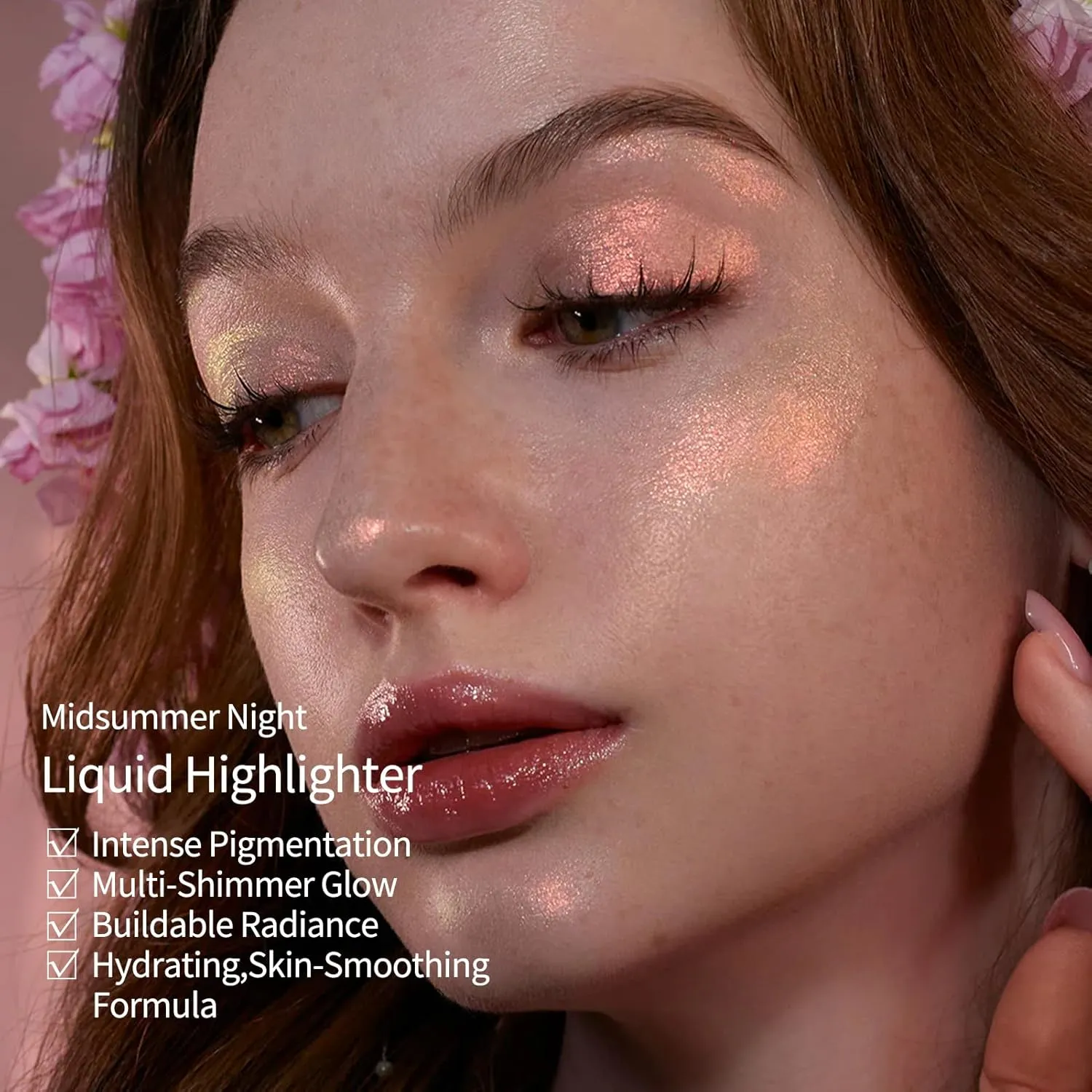 Flower Knows Midsummer Fairytales Liquid Highlighter,Shimmering Face & Body Illuminator,Glow Finish,Blendable & Long-lasting Radiance for Women & Girls(03 Pixie Dream)