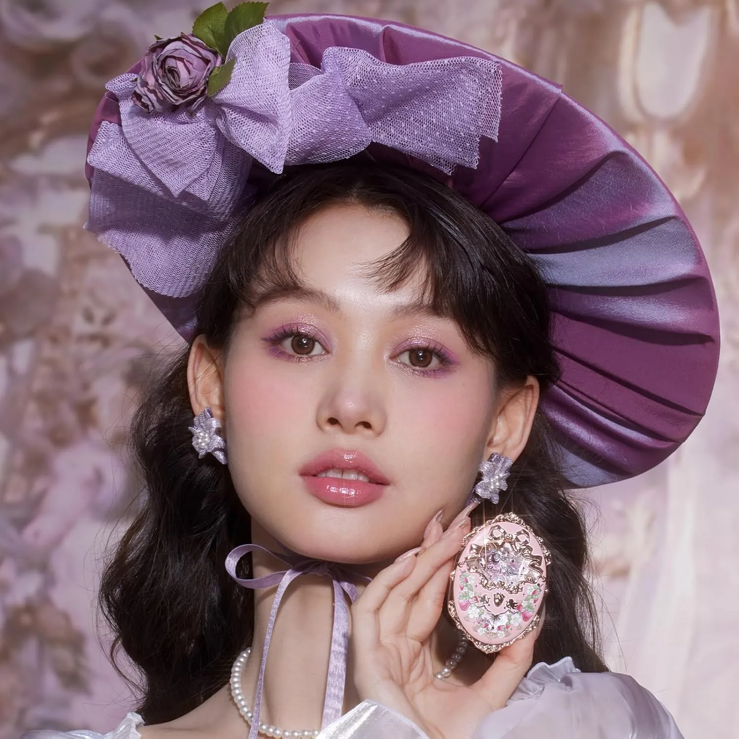 Flower Knows Strawberry Rococo Embossed Blush;Pink Matte Finish;Buildable & Blendable Powder Blush for cheeks,Natural Flush for All Skin Tones(G01 Romantic Blossom,4.6g)