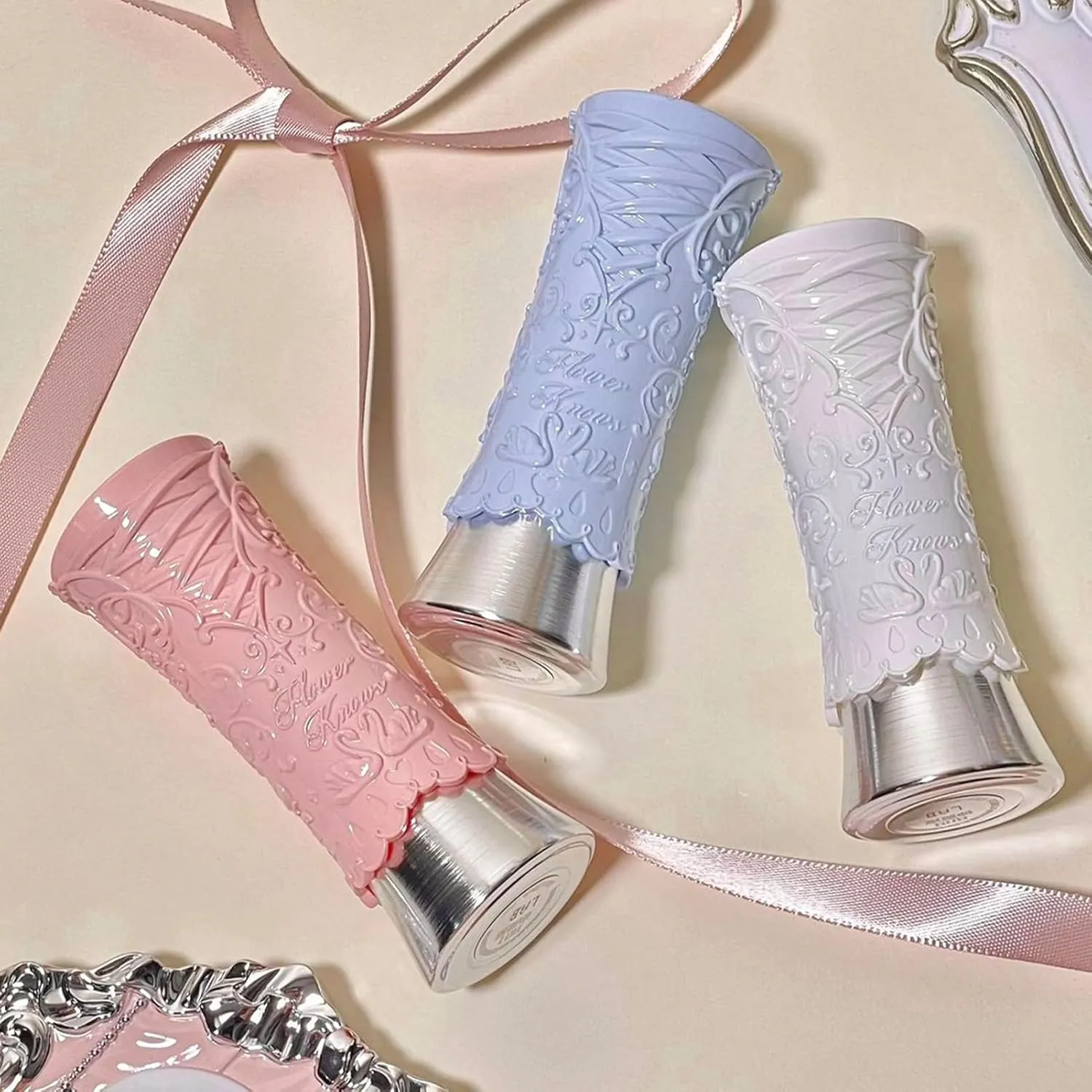 Flower Knows Swan Ballet Shine Lipstick,Hydrating Solid Lip Gloss,Moisturizing Pink Tinted Lip Balm-Long Lasting Lip Gloss in Balm for Girls&Women,Vegan & Cruelty-Free(B06 Blue Ribbon)