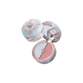 Flower Knows Butterfly Cloud Collar Rouge Box Highlighting & Blush Duo Powder,Blue Pink Matte Finish Blush & Highlighter Palette,Buildable & Blendable Makeup Blush for cheeks(02 Seaborne Moon)