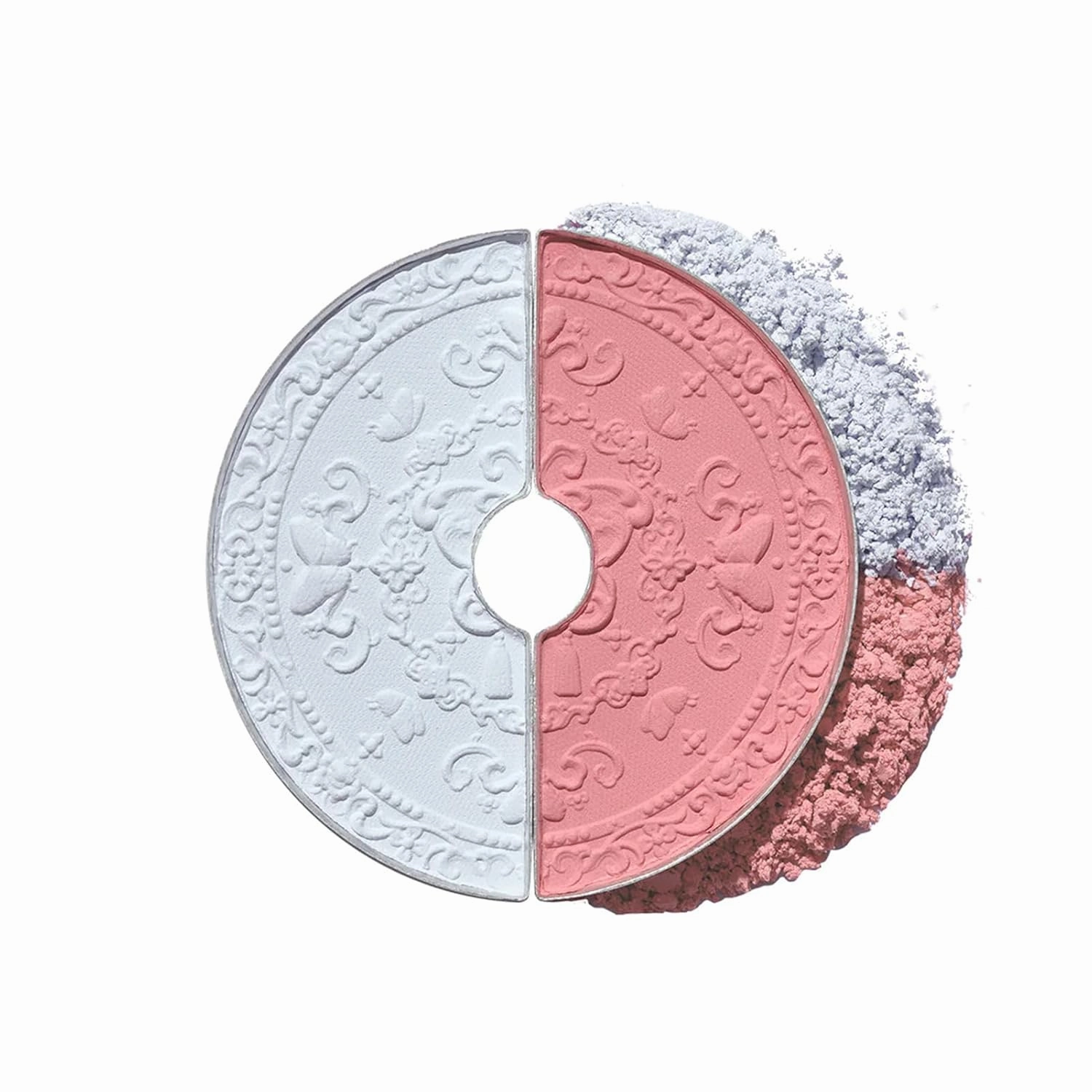 Flower Knows Butterfly Cloud Collar Rouge Box Highlighting & Blush Duo Powder,Blue Pink Matte Finish Blush & Highlighter Palette,Buildable & Blendable Makeup Blush for cheeks(02 Seaborne Moon)
