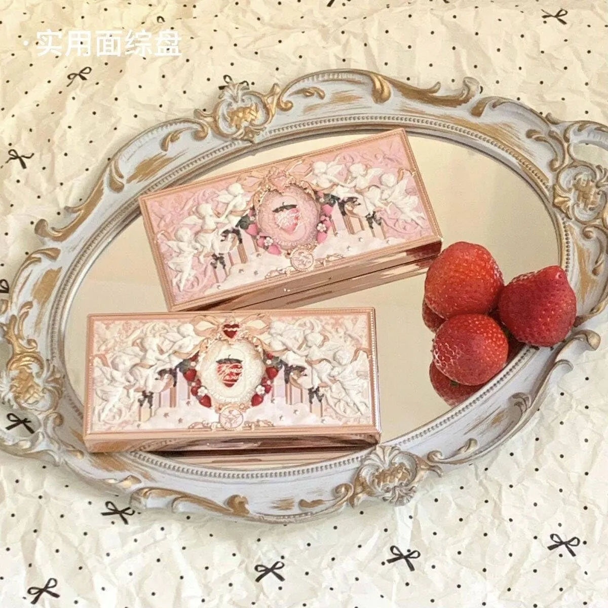 Flowerknows Strawberry Cupid Collection Face Makeup Palette Blush Eyeshadow Highlighter Face Bronzer Palette (C02)