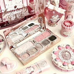 Flowerknows Strawberry Cupid Collection Face Makeup Palette Blush Eyeshadow Highlighter Face Bronzer Palette (C01)