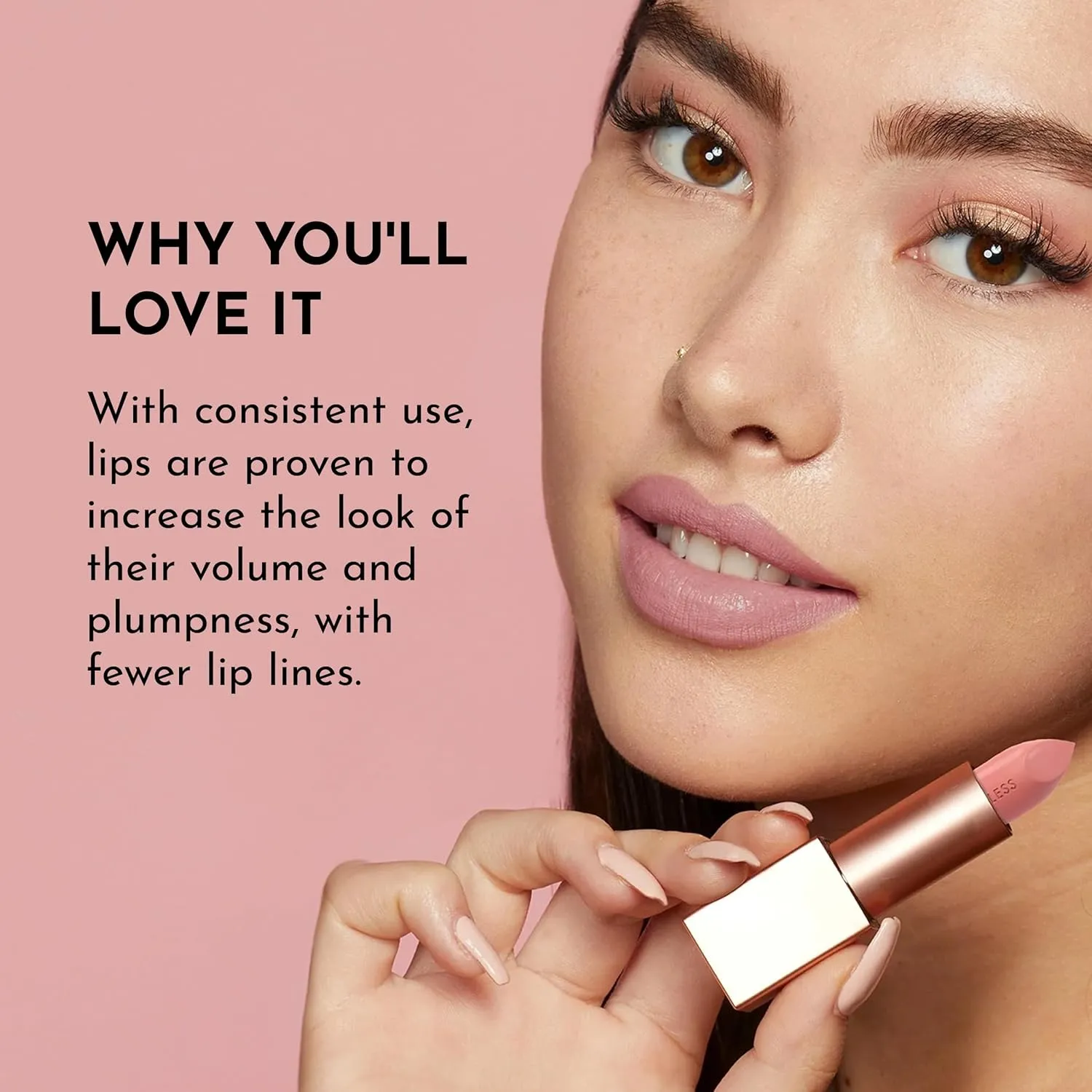 Forget the Filler Lip-Plumping Line-Smoothing Satin Cream Lipstick, Cookie, Red, 0.1 Ounce