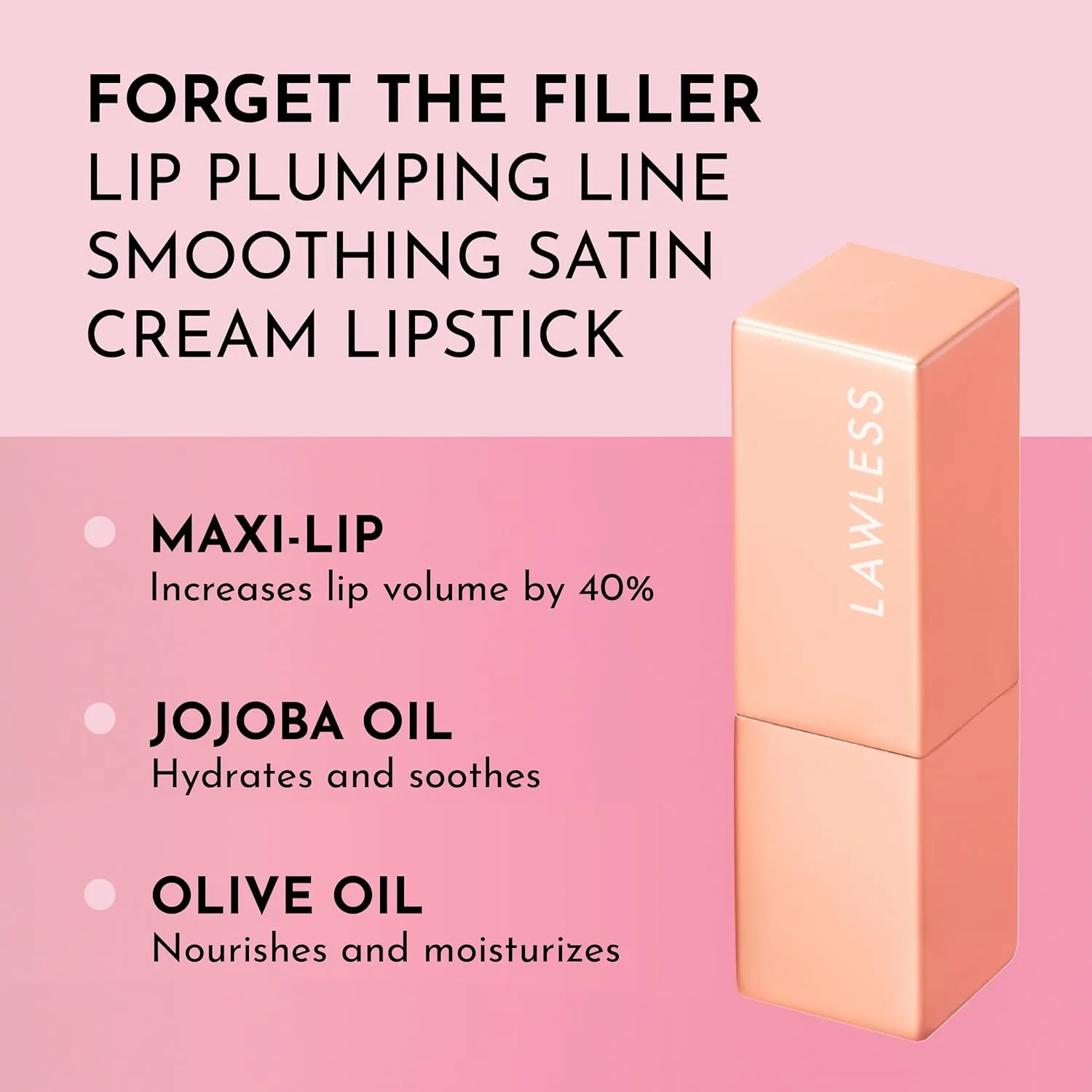 Forget the Filler Lip-Plumping Line-Smoothing Satin Cream Lipstick, Cookie, Red, 0.1 Ounce
