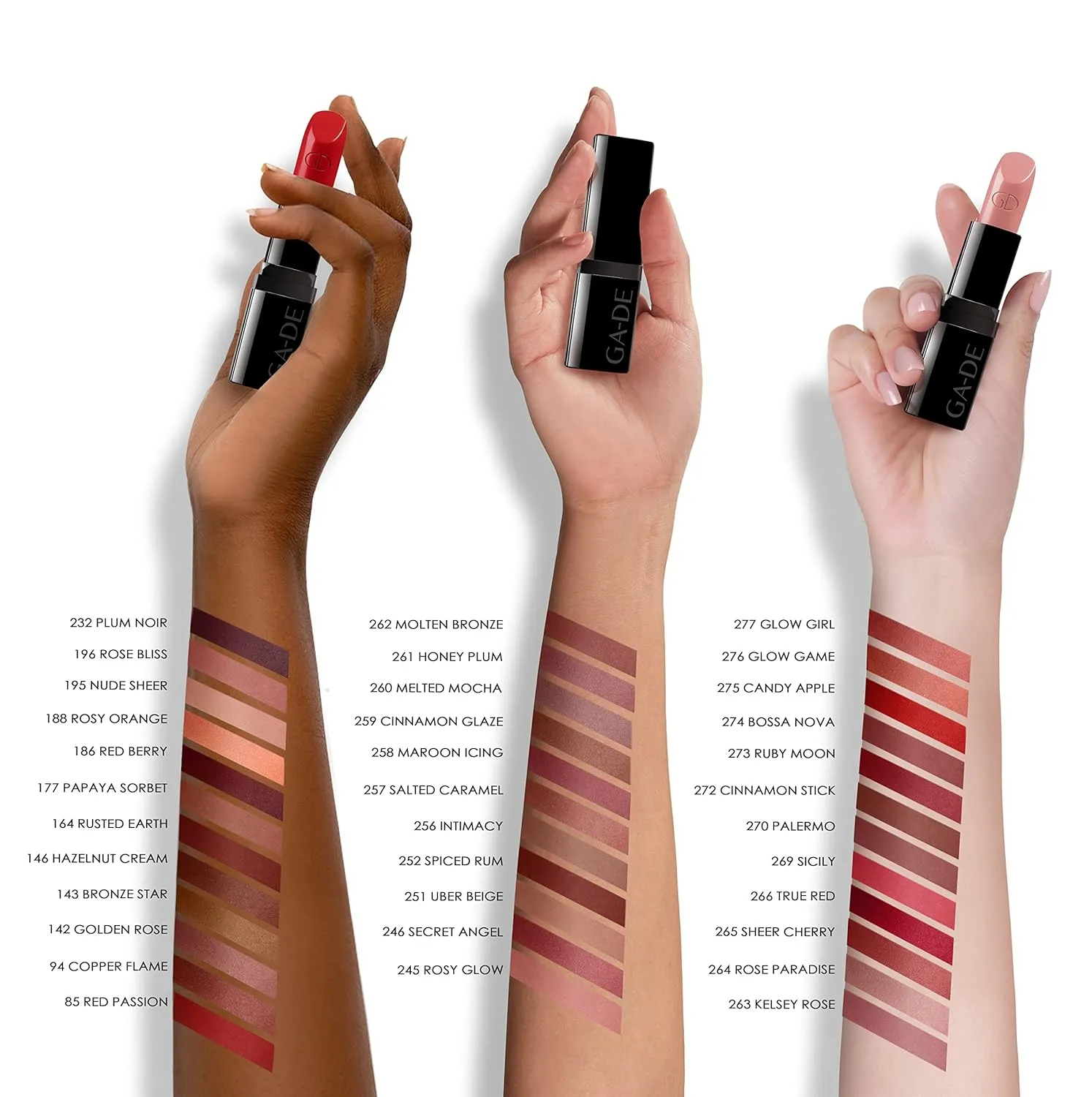 GA-DE Makeup True Color High Shine And Extreme Comfort Satin Lipstick, Golden Rose