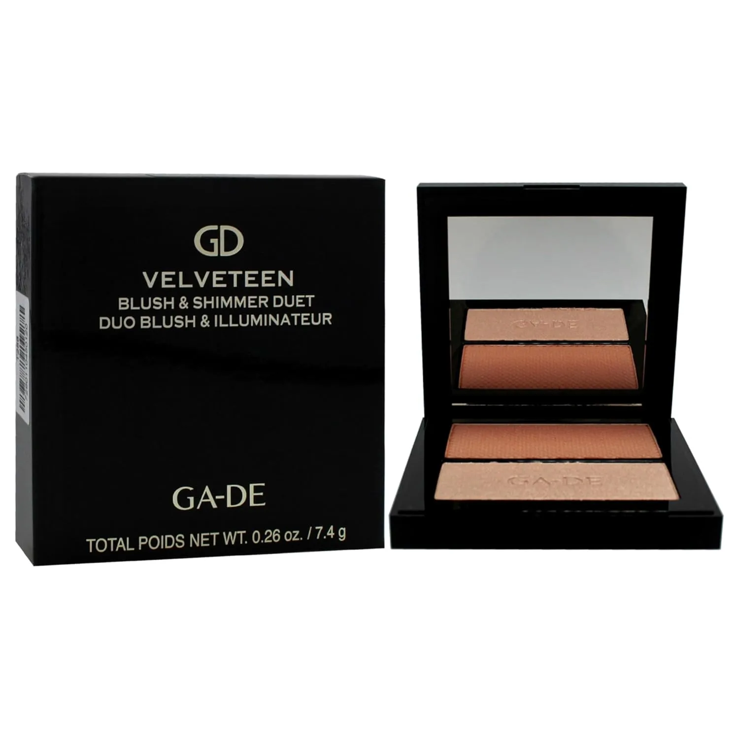 GA-DE Velveteen Blush and Shimmer Duet, 32 - Formulated with Micronized Pearls and Pigments for Sculpting Face and Décolleté - Paraben-Free - 0.26 oz