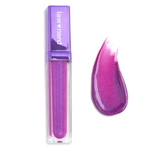 Gerard Cosmetics Emily D Baker X Lighted Lip Gloss (Hearsay), Sheer Purple Lip Gloss with Iridescent Pearl Finish, Includes Light & Mirror, Cruelty Free, Made in the USA