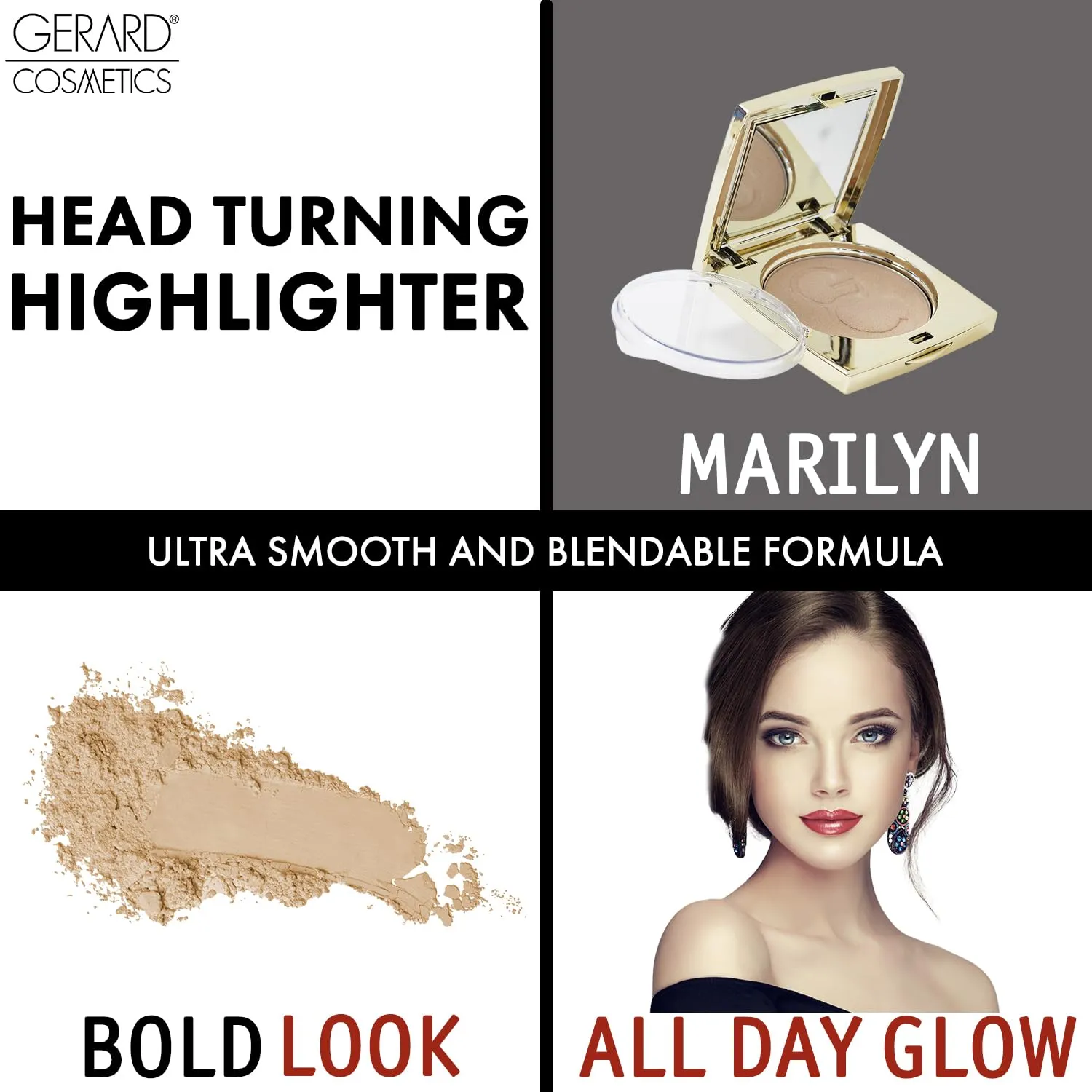 Gerard Cosmetics Star Powder Highlighter Sophia, Champagne Highlighter Makeup for Glowing Skin, Professional Mineral Facial Luminizer, Cruelty Free, Made in the USA