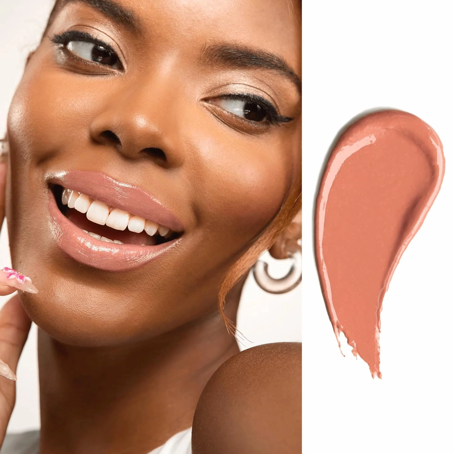 Gerard Cosmetics Color Your Smile Lip Gloss Nude, Super Pigmented Nude Lip Gloss with LED Light and Mirror, Shiny Finish, Hydrating Liquid Lip Color, Cruelty Free and Made in USA