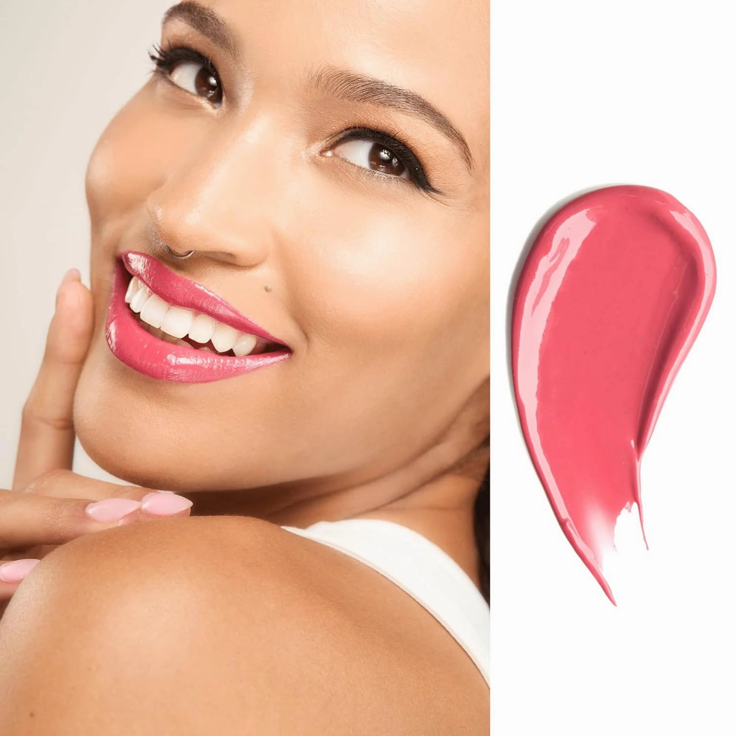 Gerard Cosmetics Color Your Smile Lip Gloss Rose Hill, Super Pigmented Red Lip Gloss with LED Light and Mirror, Shiny Finish, Hydrating Liquid Lip Color, Cruelty Free and Made in USA