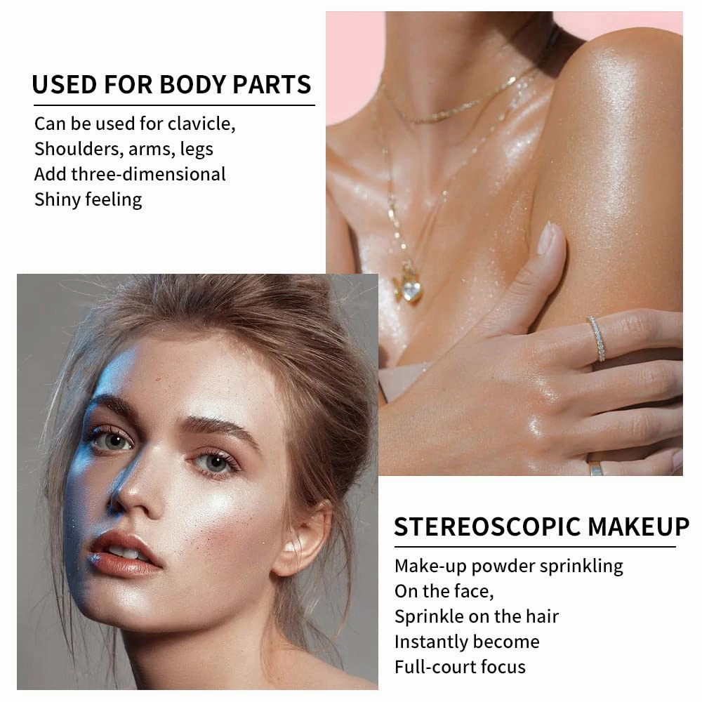 GL-Turelifes Hightlighter Stick Puff Fairy Stick Highlight Powder Glitter Loose Powder Brush Stick Contouring Powder Shimming Powder for Eyes, Face, Body Tiktok Makeup (SetB)