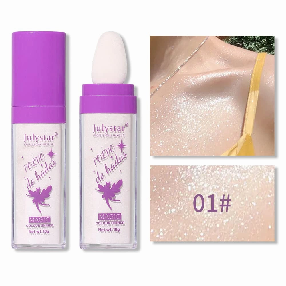 GL-Turelifes Hightlighter Stick Puff Fairy Stick Highlight Powder Glitter Loose Powder Brush Stick Contouring Powder Shimming Powder for Eyes, Face, Body Tiktok Makeup (SetB)
