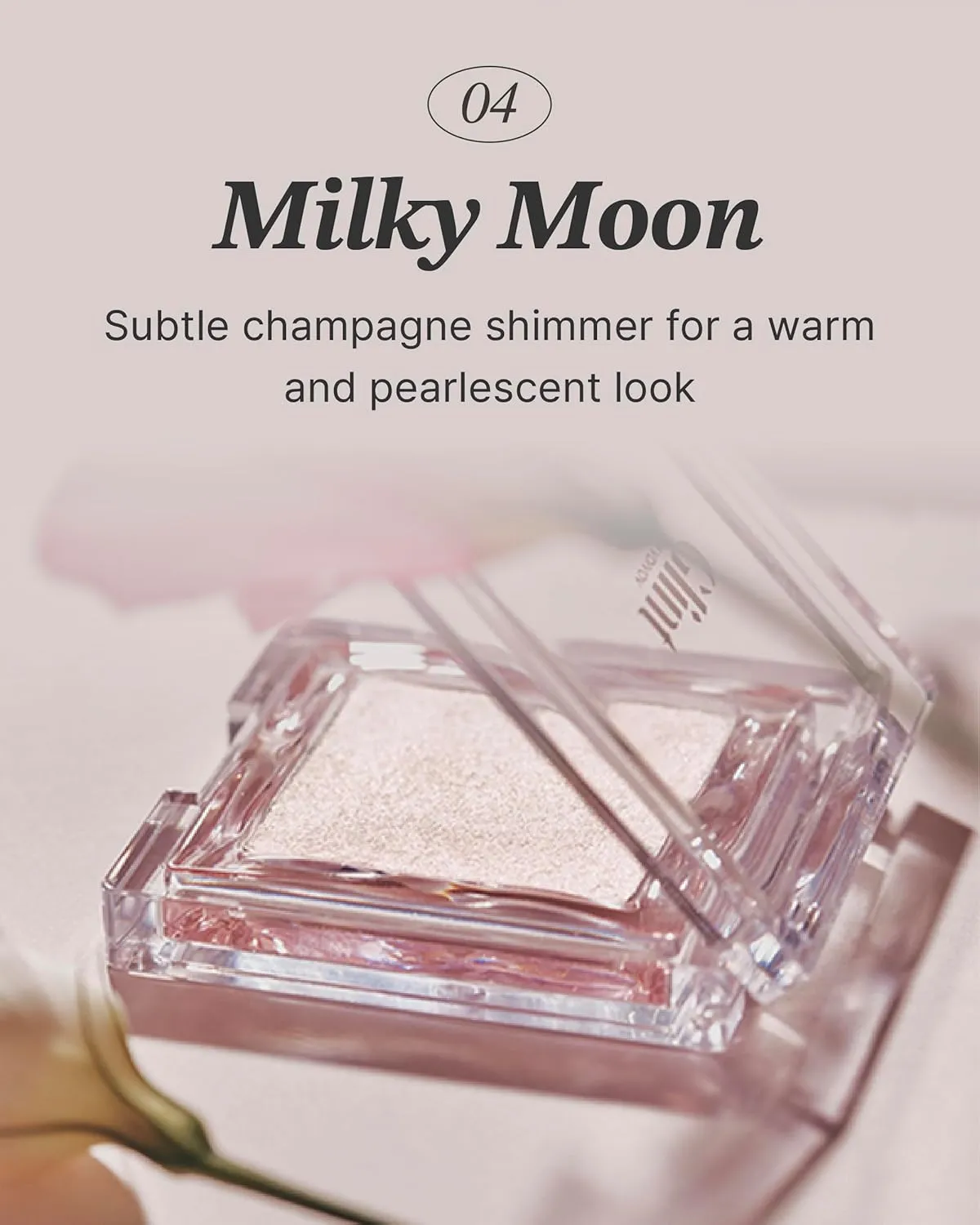Glint Dewy Highlighter (Milky Moon, 0.08oz) - Luminous Glow, Infused with Micropearls, Shiny Illuminator. Rich Pigment & Silky Touch, Korean Makeup.