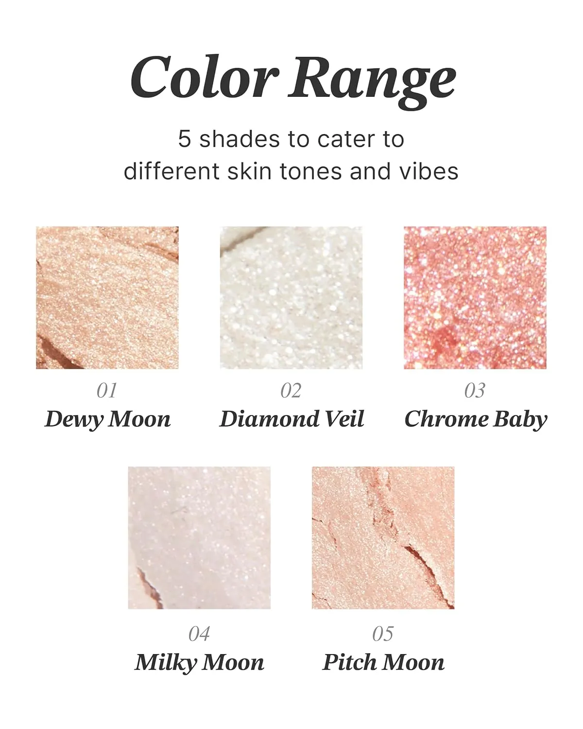 Glint Dewy Highlighter (Pitch Moon, 0.08oz) - Luminous Glow, Infused with Micropearls, Shiny Illuminator. Rich Pigment & Silky Touch, Korean Makeup.