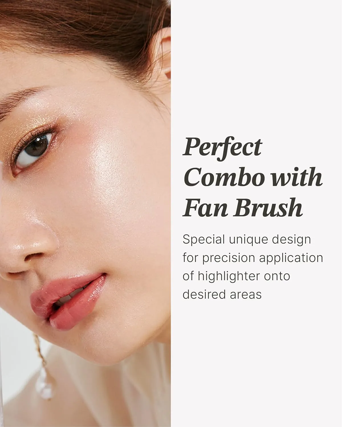 Glint Highlighter Special Set (Dewy Moon(Set), 0.08oz   Fan Brush) - Baked Highlighter for Natural Glow. Korean Makeup by LG Beauty. Rich Pigment, Silky Touch, Shimmer.