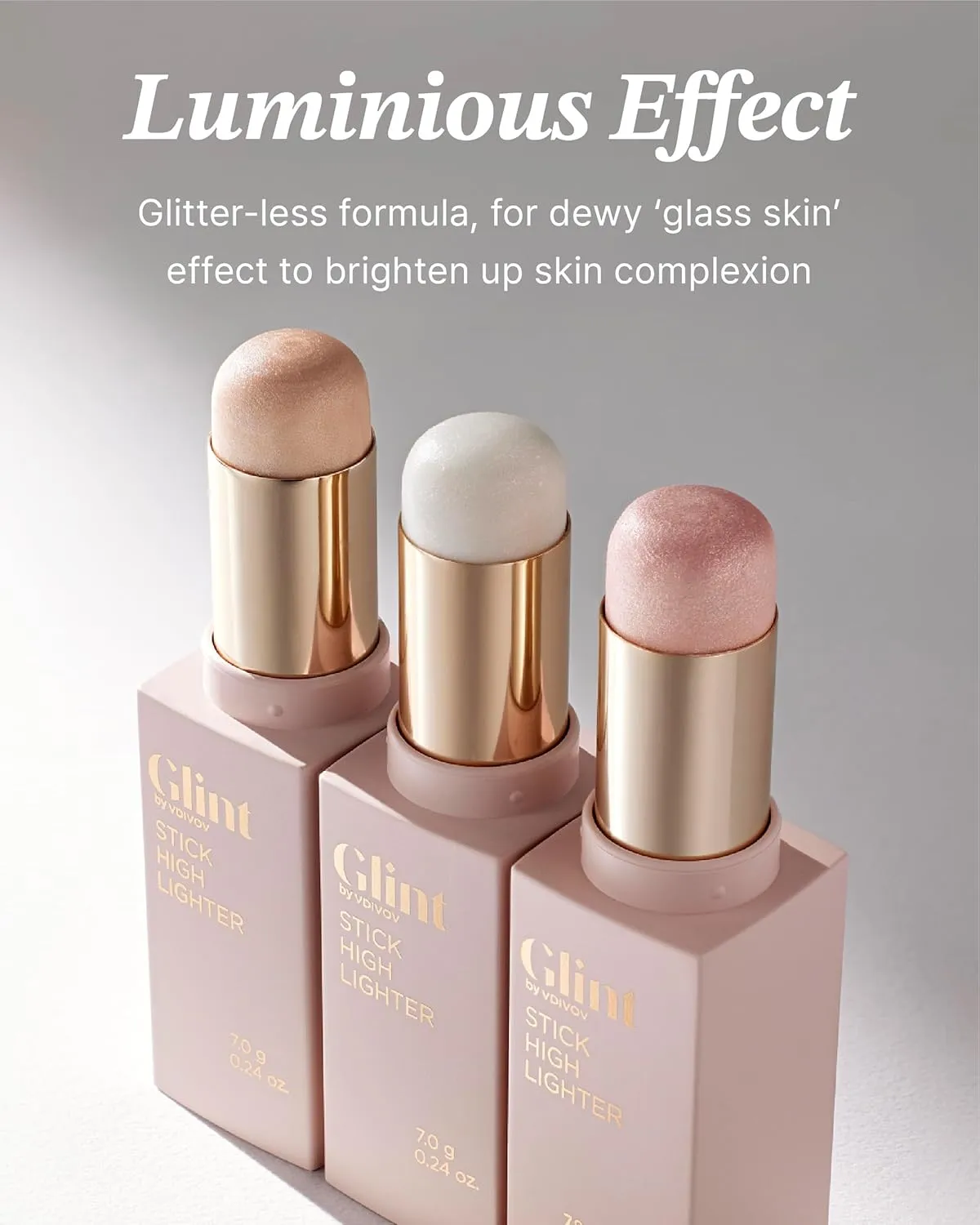 Glint Stick Highlighter Special Set (Dewy Moon(Set), 0.24oz   Egg-Shaped Makeup Sponge) - Multi-Use Illuminator Stick. Korean Makeup by LG Beauty. Creamy & Blendable Color.