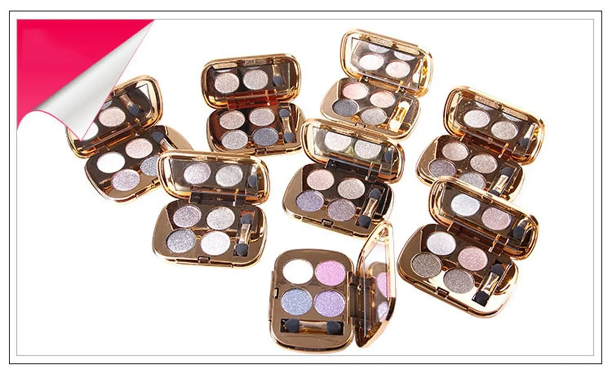 Glitter Eyeshadow Palette Makeup Set,4 Colors Shimmer Eyeshadow Palette Gold Eyeshadow Highly Pigmented Long Lasting Waterproof Sweatproof Professional Nude Eyeshadow Palette Make Up Palettes(9#)
