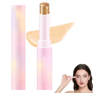 Glitter Gradient Eyeshadow Stick, Crystal Jelly Glaze Stick Eye Shadow Sticks Eyeliner Brightener Pencil Crayon Long Lasting Shimmer Eyeshadow (Golden Girl)