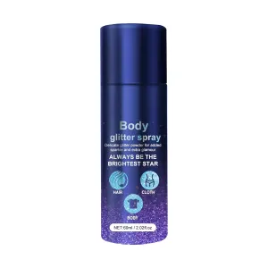 Glitter Spray Body Shimmer Spray for Hair Body Face Highlighter Sparkling Spray, 60ml, Blue