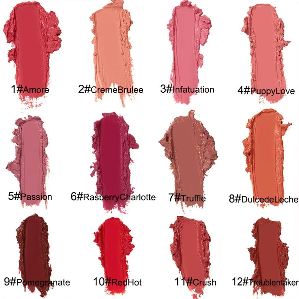 Hailnrothwad Lipstick,12 Colors Cream Texture Lipstick, Waterproof Non-Sticky Lip Gloss, Long-Lasting Moisturizing Matte Finish, Highly Pigmented Lip Color For Daily Makeup And Travel Use (8#)