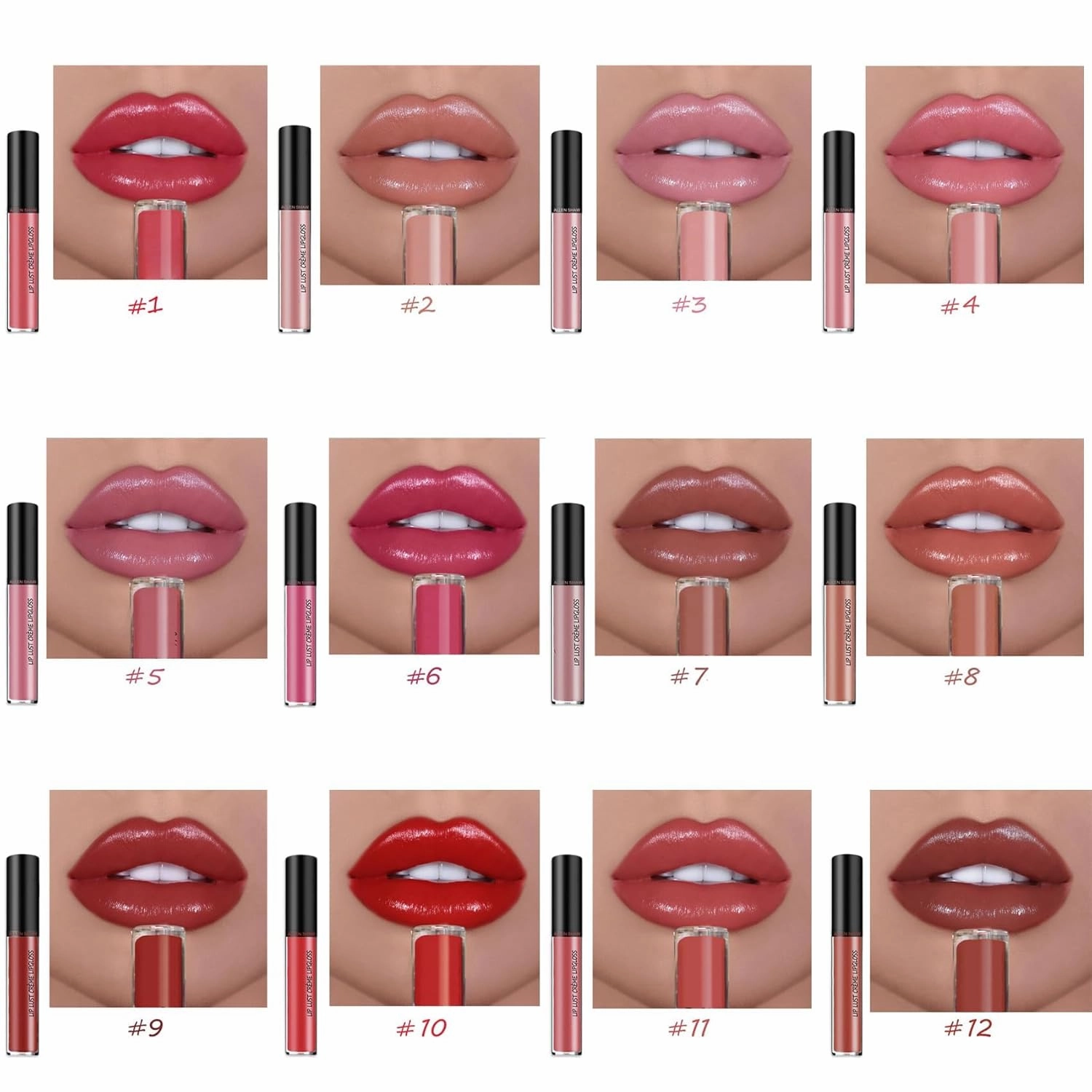 Hailnrothwad Lipstick, Hailnrothwad 12 Colors Cream Texture Lipstick - Brillo De Labios En Crema De 12 Colores, Allen Shaw Lip Lust Creme Lip Gloss Waterproof, Moisturizing Non-drying Lip Glaze (3#)