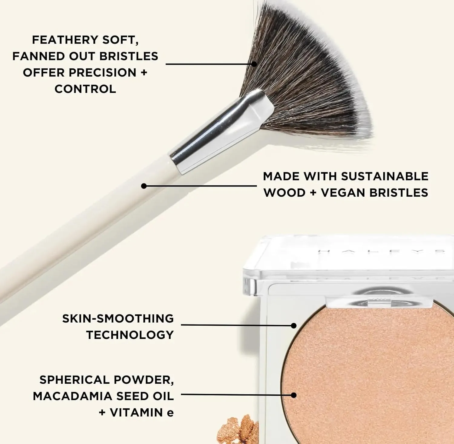 HALEYS Smoothing Highlighter Powder, Re-fract, Illuminating, Lightweight, Non-Caking, Smooths, Blurs, Long lasting, Nourishing & Skin-Softening, Infused with Spherical Powder, Macadamia Oil, V CF