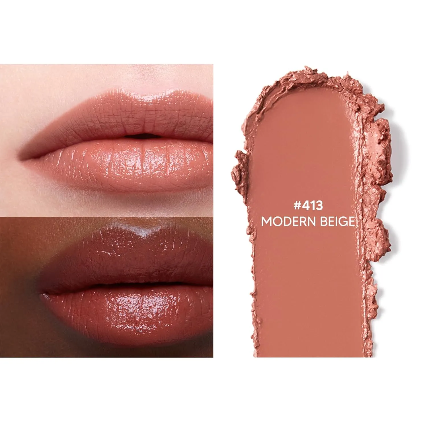 HERA Sensual Nude Gloss Lipstick #413 MODERN BEIGE | Sheer & Glossy Finish, Non-sticky, Moisturizing and Hydrating, Korean Lip Makeup, 0.17 oz. (5g)