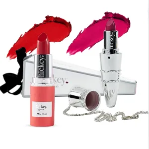 Hickey Lipstick Mile High Organic Perfect Red Lipstick & Hot Pink (Pack of 2) - Long Lasting Lipstick for Women - Hydrating & Moisturizing, Best Lip Color for Women, Gluten-Free & Vegan, 2 Shades