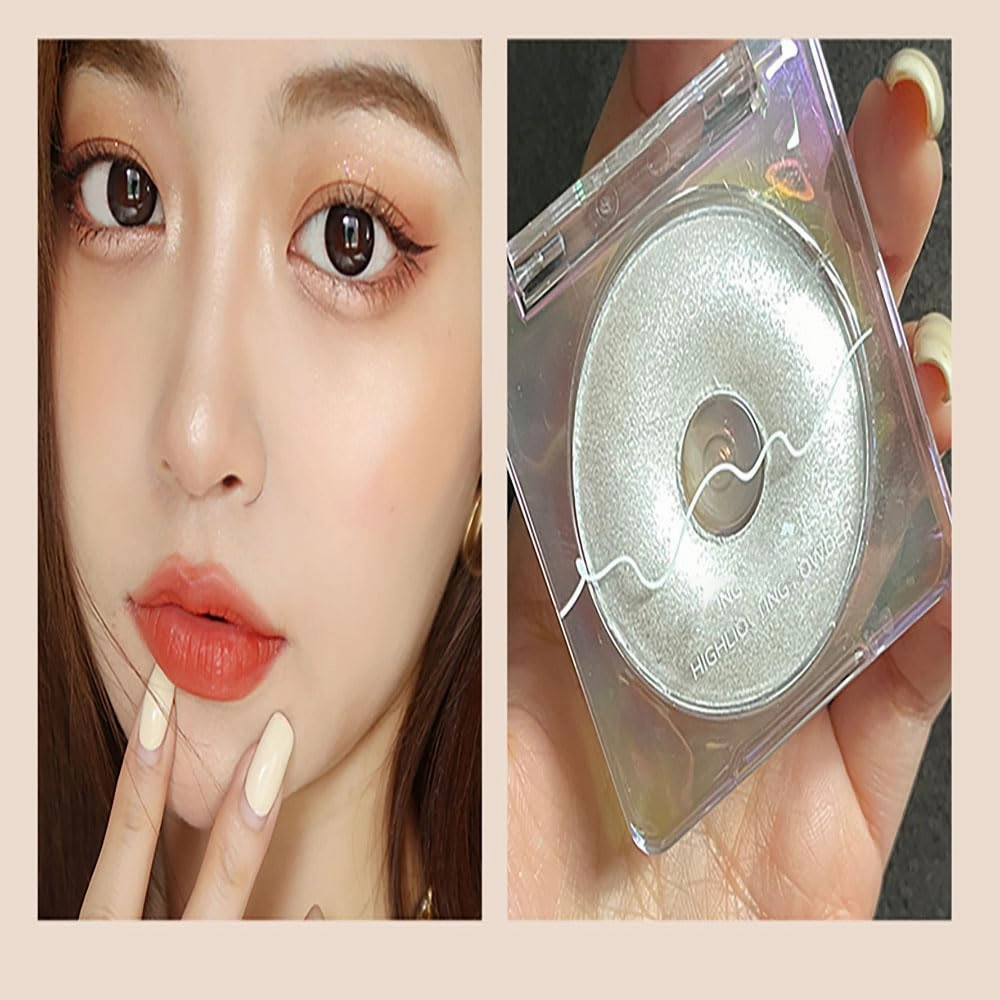Highlighter Powder, Highlighter Powder Makeup Glow Face Contour Shimmer Pallete (#05 Sliver Light, About 45mm x 23mm)