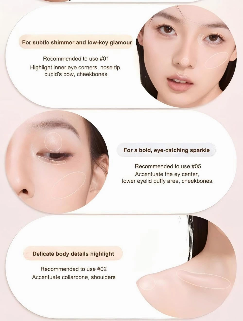Highlighter Powder, Highlighter Powder Makeup Glow Face Contour Shimmer Pallete (#05 Sliver Light, About 45mm x 23mm)