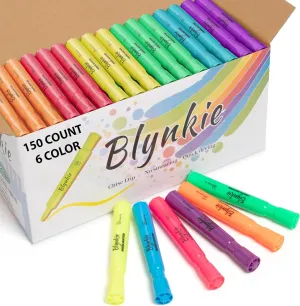 Highlighters Bulk 150 Pack of 6 Bright Colors Tank Style Chisel Tip Highlighters Set for Kid and Adult Coloring Highlighting for Classroom Office School Supplies and Shop Short Style.