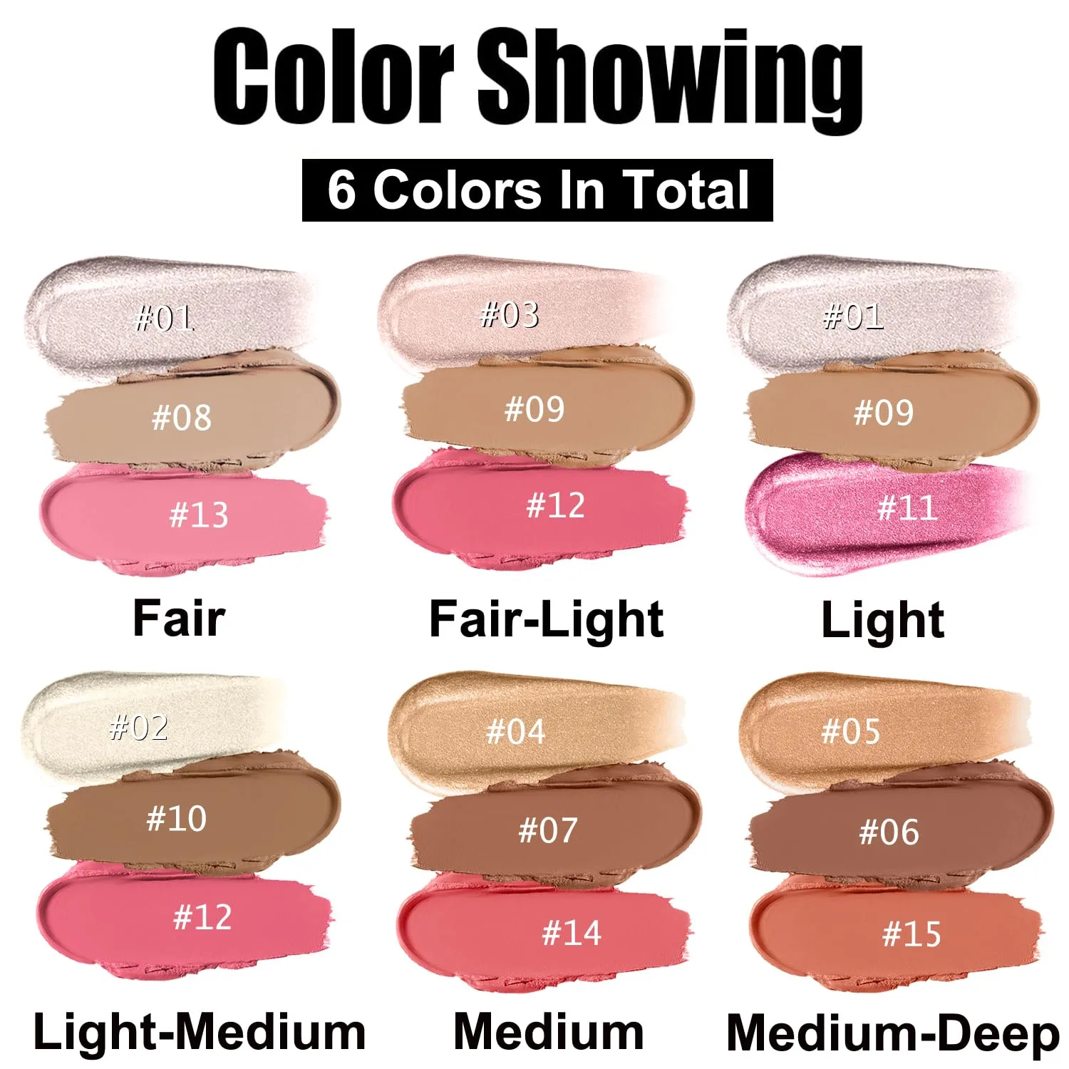 Hilareco PHOERA Foundation, 3-Piece Contour Stick Makeup Kit, Matte, Full Coverage, No-Clog, 103  Fair-Light Contour/Warm Peach #03,#09,#12