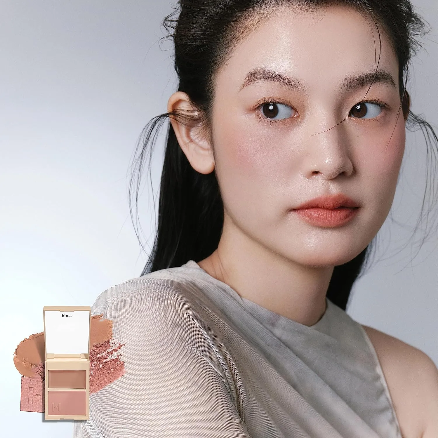 hince True Dimension Layering Cheek - Cream & Pressed Powder 2 Different Shades & Textures - Silky Seamless Long Lasting Blush Makeup - Muted Beige & Elegant Rose Beige (1, ALLURE IN THE AIR, L001)