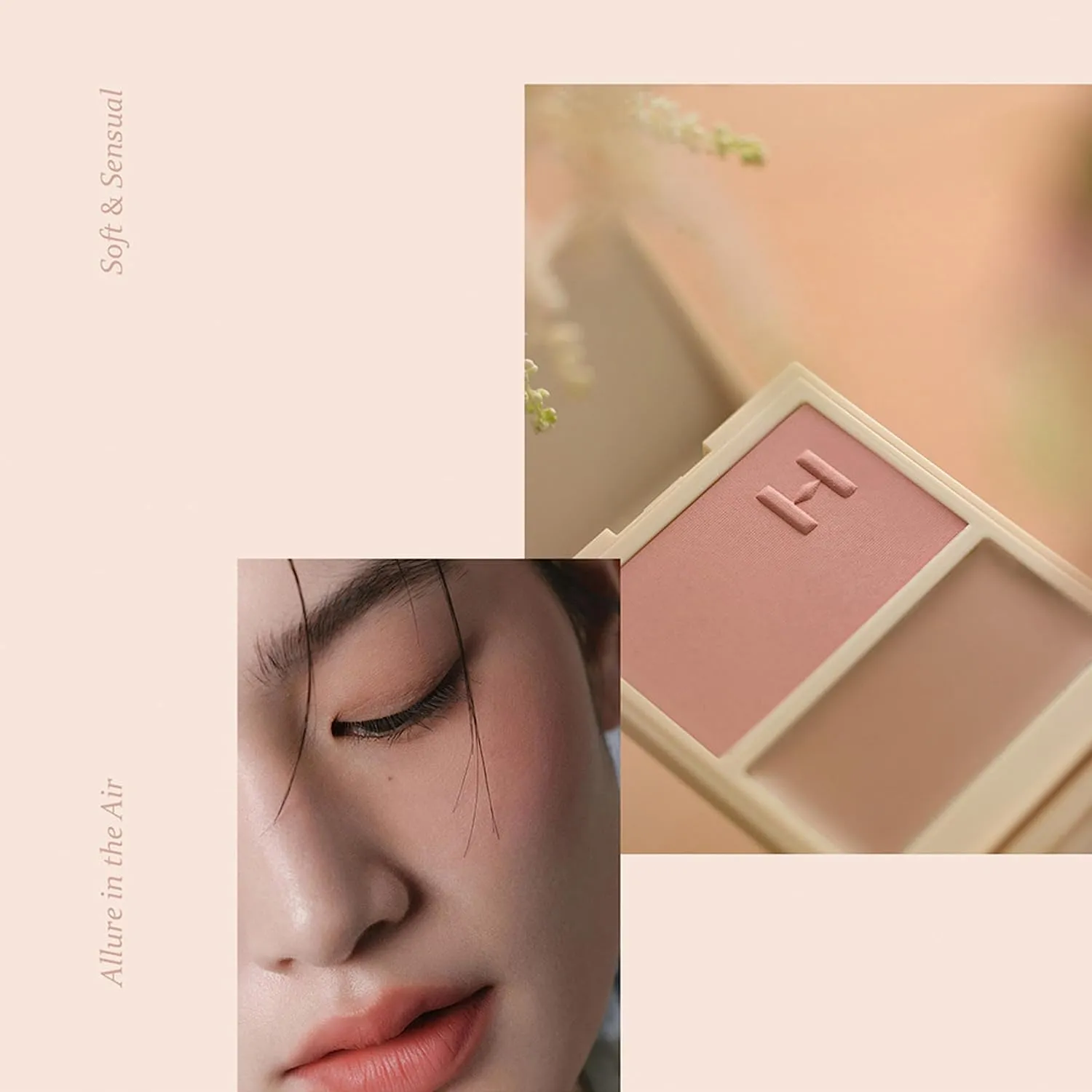 hince True Dimension Layering Cheek - Cream & Pressed Powder 2 Different Shades & Textures - Silky Seamless Long Lasting Blush Makeup - Muted Beige & Elegant Rose Beige (1, ALLURE IN THE AIR, L001)