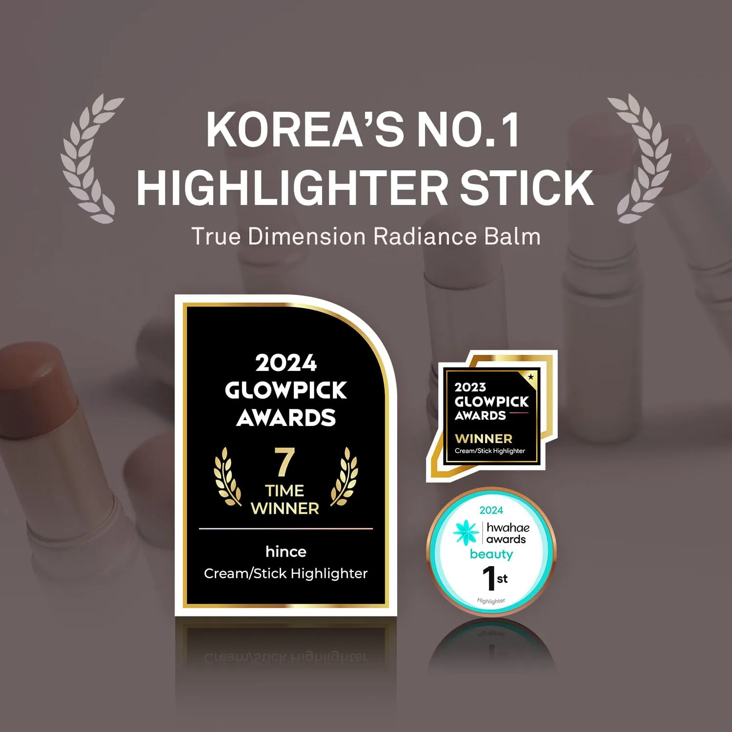 hince True Dimension Radiance Balm 10g - Shimmer Glow Face Highlighter Stick, Cream Blush Stick, Glass Skin, Korean Beauty, Valentines Day Gift for Women (LIGHT, LT001)
