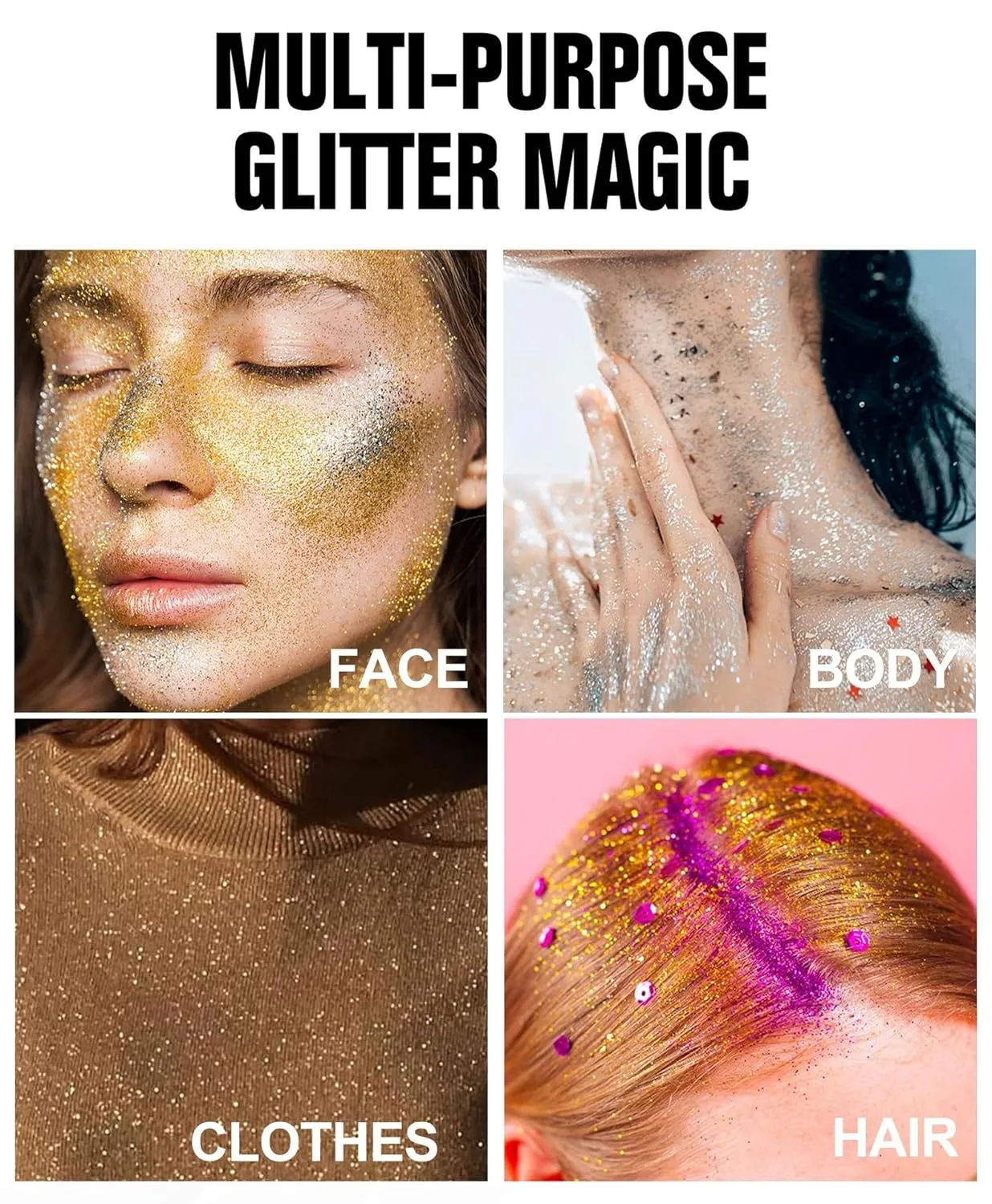 Holographic Body Spray – Party Glow, Transfer-Resistant, Vegan Formula - Body Highlighter Mist with Refillable Airless Bottle (#04 DIAMOND CHAMPAGNE)