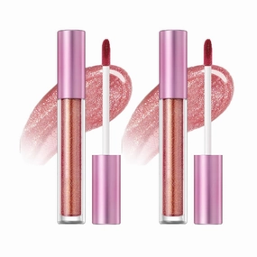 Holographic Lip Gloss Glitter Shimmer Lipstick Long Lasting Waterproof,Metallic Liquid Diamond Glitter Lipstick Holographic Lip Gloss For A Sparkly Finish,Moisturizing Shimmer Makeup (2 * 05#)