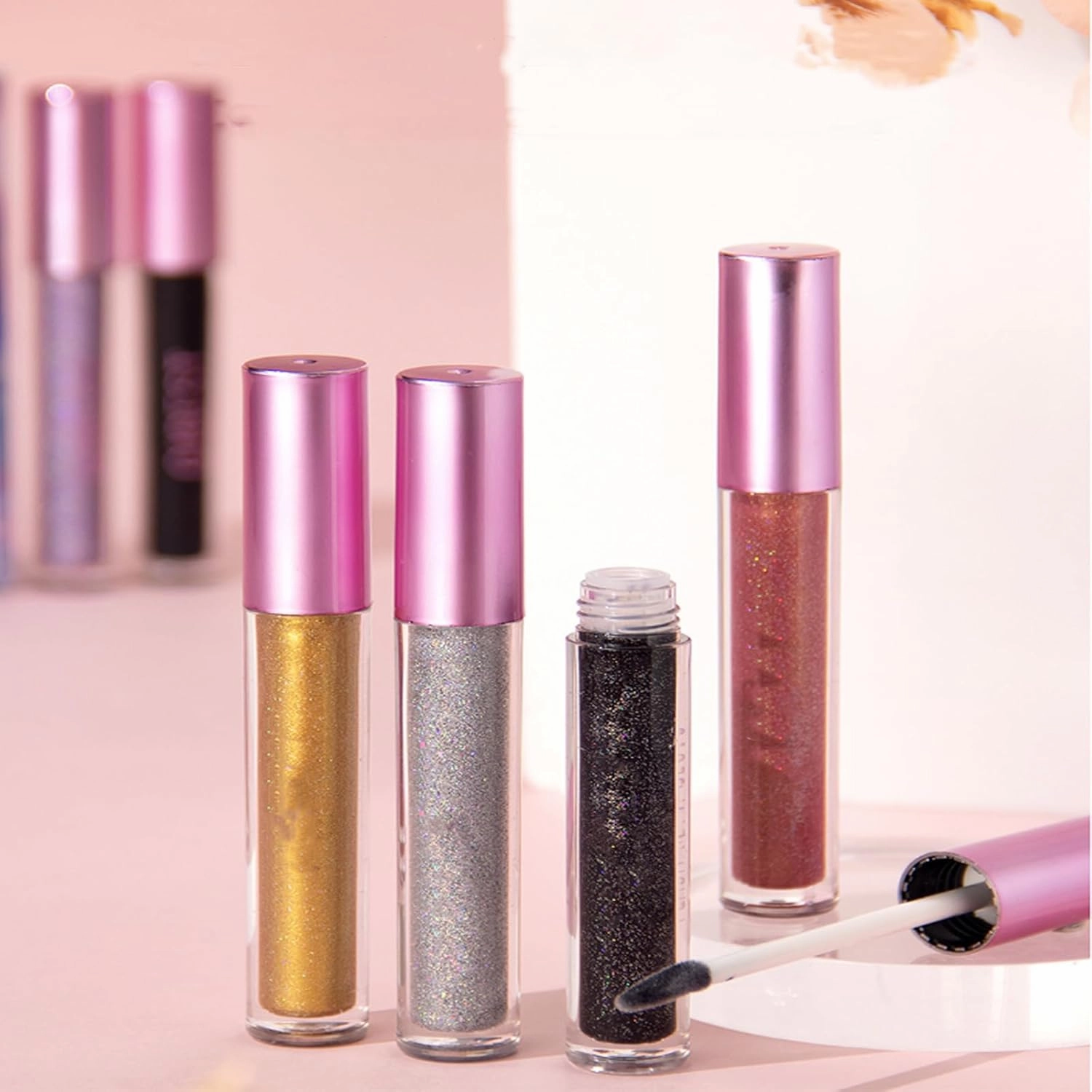 Holographic Lip Gloss,Long Lasting Waterproof Highly Pigment Holographic Lip Makeup,6pcs Diamond Lip Gloss Matte To Glitter Liquid Lipstick,Transfer-Proof Highly Pigmented Shiny Lipgloss (1pcs-06#)