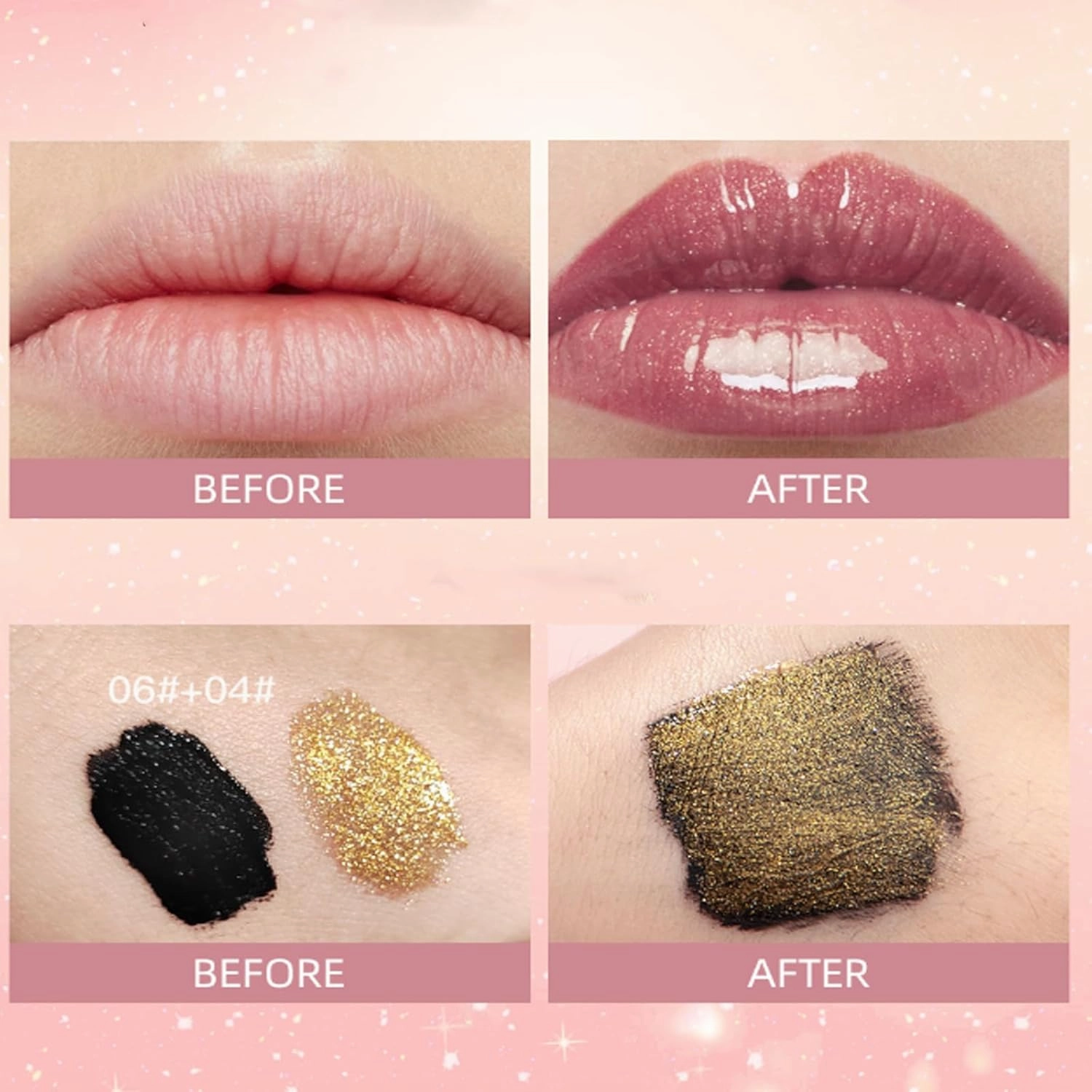 Holographic Lip Gloss,Long Lasting Waterproof Highly Pigment Holographic Lip Makeup,6pcs Diamond Lip Gloss Matte To Glitter Liquid Lipstick,Transfer-Proof Highly Pigmented Shiny Lipgloss (1pcs-06#)