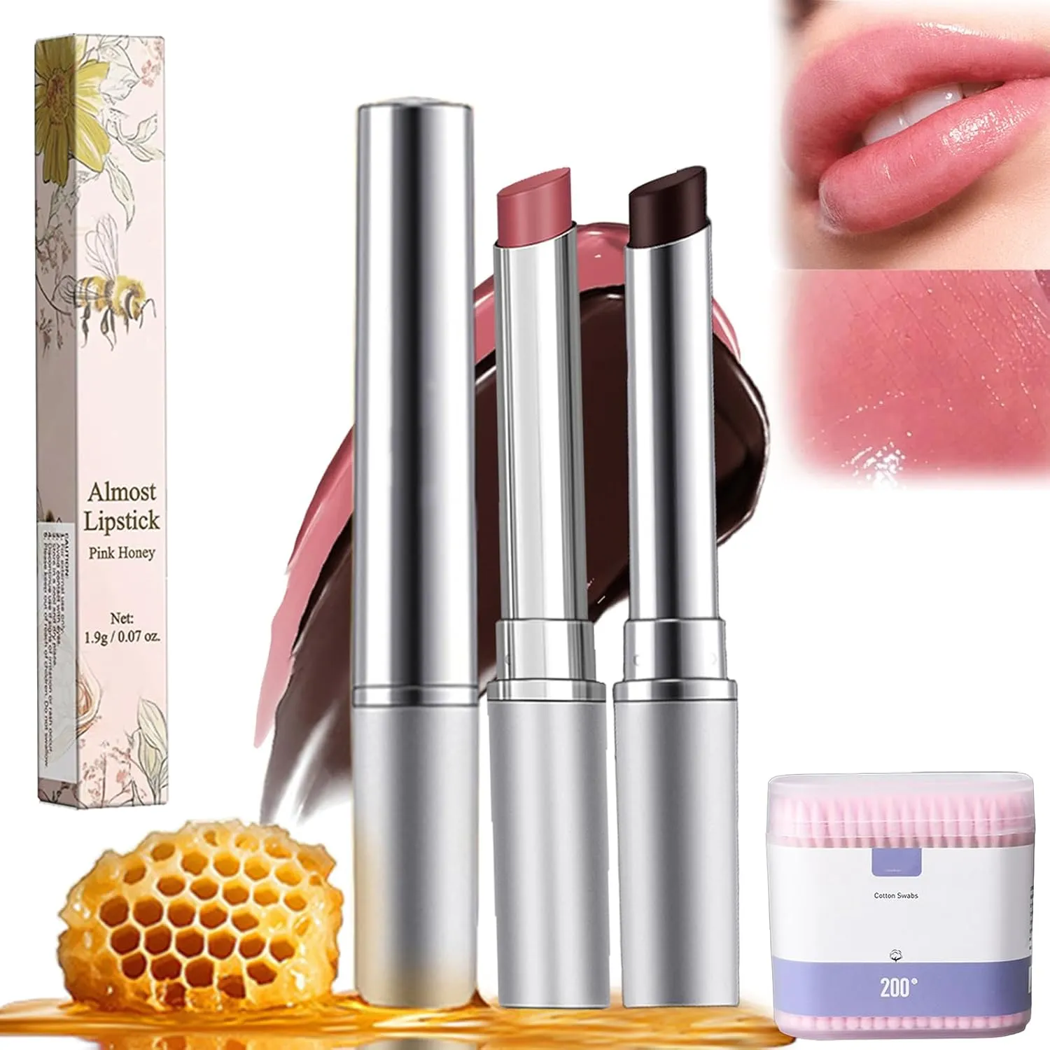 Honey Noir Black Honey Lipstick, Honeynoir Lipstick, Hydrating Non-Sticky Balm with Light Sheer, Long-Lasting Glossy Lip Tint for A Smooth, Glowy Look for All Skin Tones (2PCS MIX)