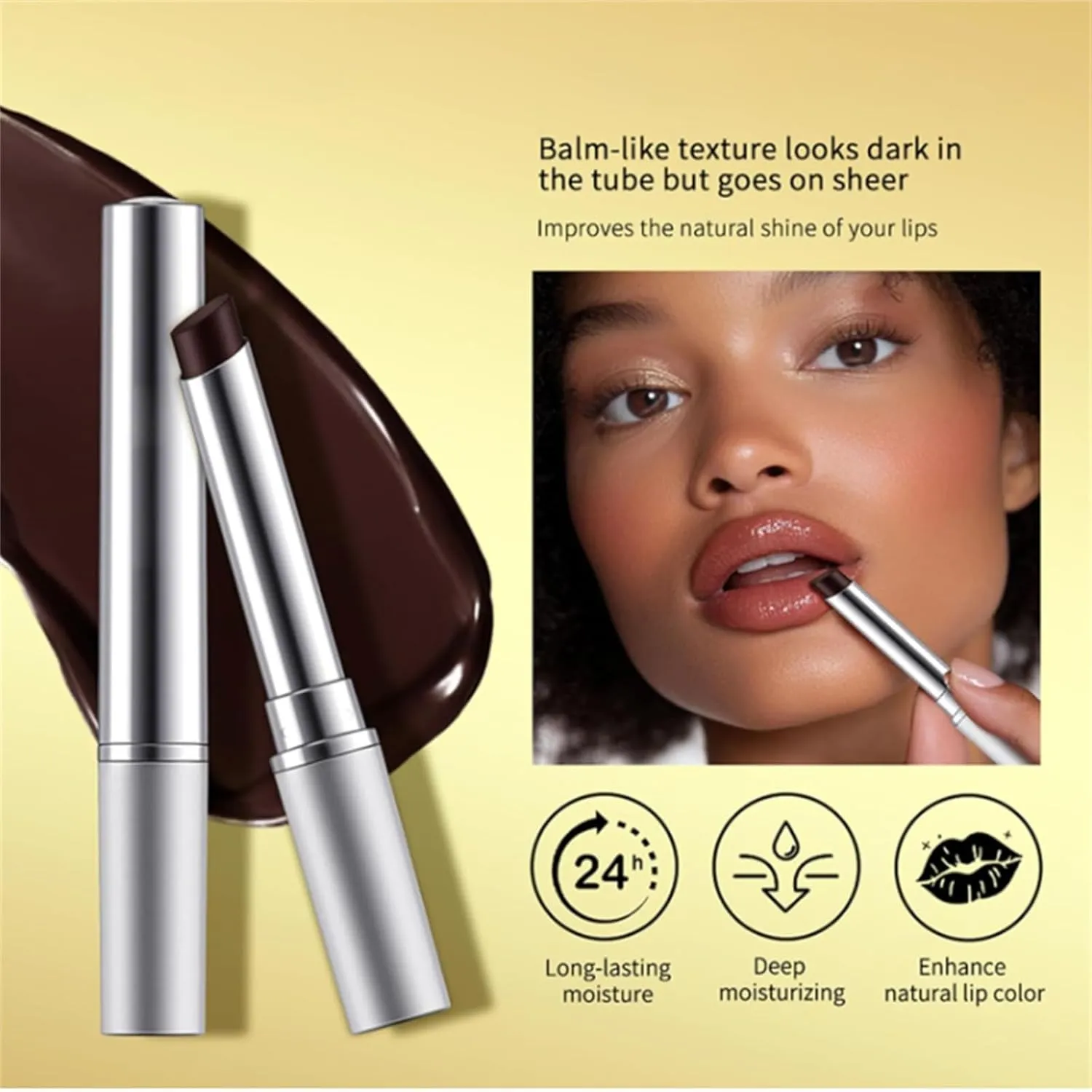 Honey Noir Black Honey Lipstick, Honeynoir Lipstick, Hydrating Non-Sticky Balm with Light Sheer, Long-Lasting Glossy Lip Tint for A Smooth, Glowy Look for All Skin Tones (2PCS MIX)