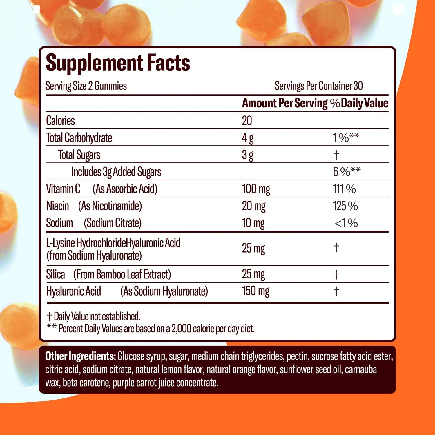 Hydrating Hyaluronic Highlighter Skincare Gummies | Supports Brighter, Dewy, Plump Skin | Vegan Hyaluronic Acid & Vitamin C Supplement | Non-GMO, Gelatin-Free, Orange Flavor, 30-Day Supply