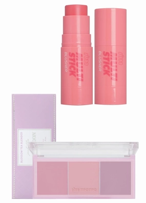 I'M MEME I'm Multi Stick Blusher 001 Rose   Palette - Afternoon Tea Blusher Blossom Tea Blended, 0.4oz Bundle